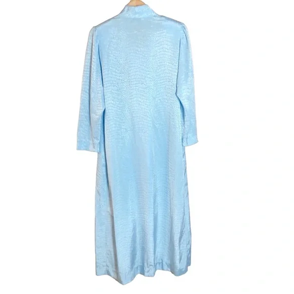 Vintage Christian Dior Loungewear Housedress Robe Tie collar zip front c…
